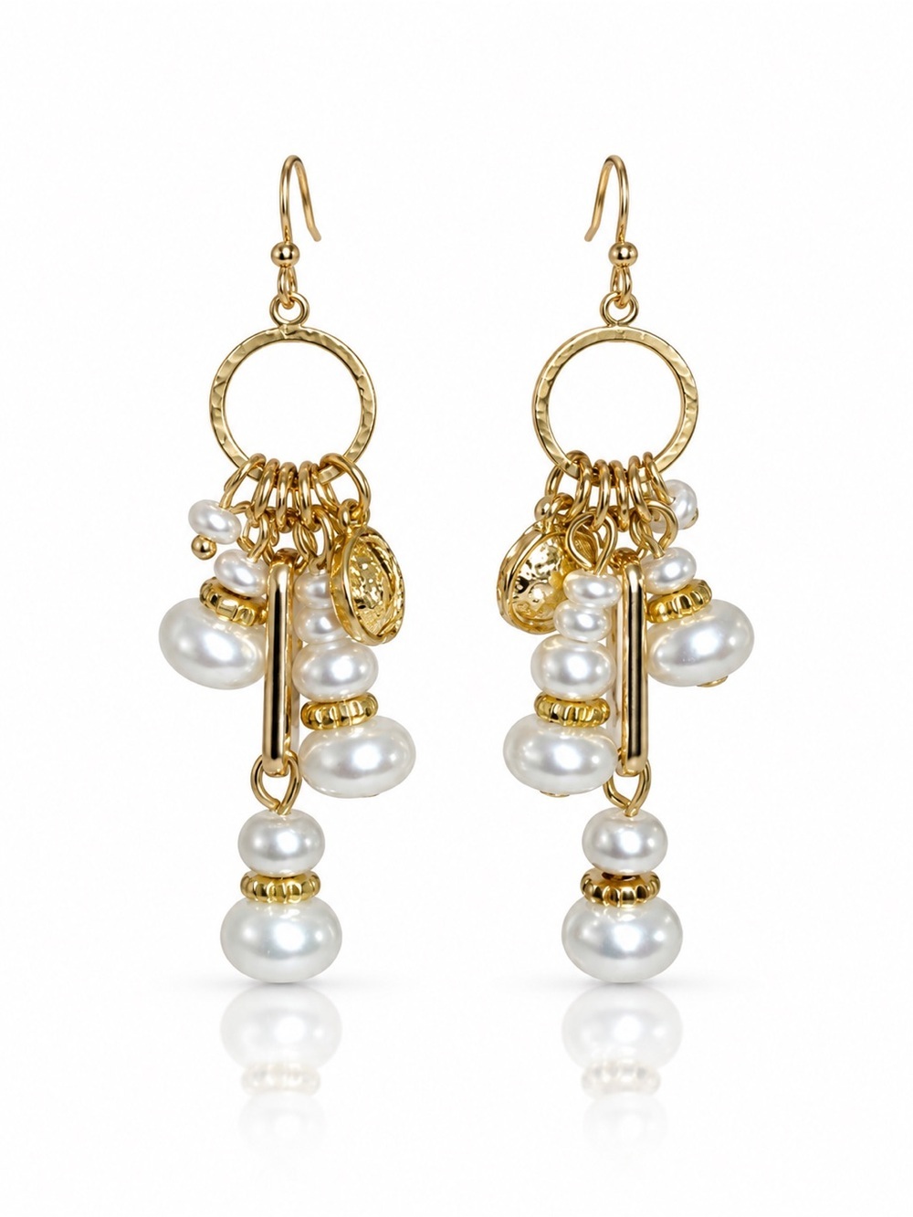 Italian Bohemian Gold Pearl Drop Earrings